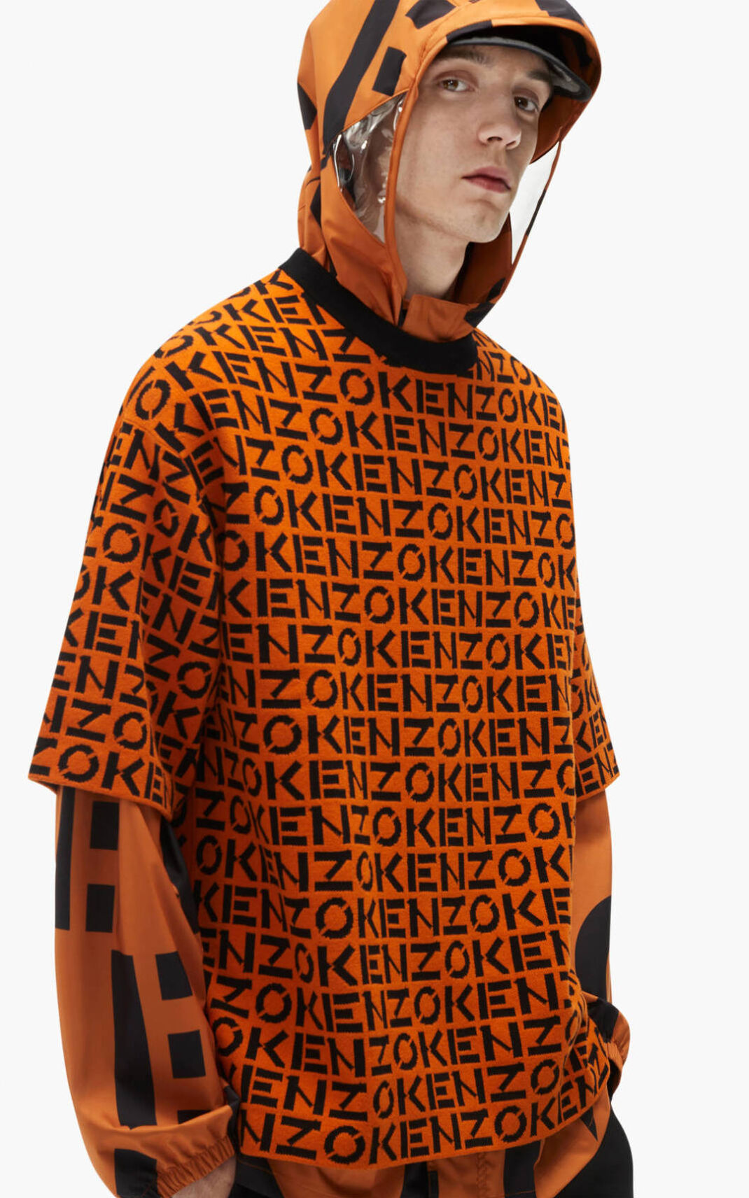 Kenzo Sport oversize monogram Striktrøje Herre - Dyb Orange DK-895138